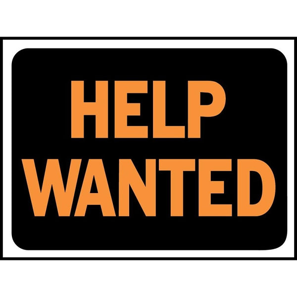 HY-KO Products 3034 Help Wanted Plastic Sign, 8.5" x 12", Orange/Black