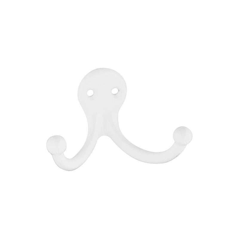National Hardware N248-385 V163 Double Clothes Hooks in White, 2 pack