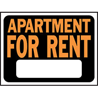 Hy-Ko 3001 9" X 12" Plastic Apartment For Rent Sign