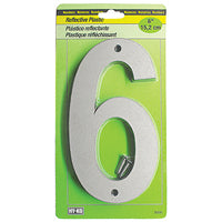 Hy-Ko 6 in. Reflective Black/Silver Plastic Number 6 Nail-On 1 pc. - Case of: 5; Each Pack Qty: 15