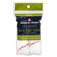 Benjamin Moore U66202-018 Mini Roller Cover, 1/2 in Thick Nap, 4 in L, Microfiber Cover, Red/White