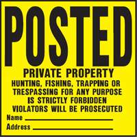 HY-KO Products YP-1 Posted Private Property Plastic Sign, 11" x 11", Black/Yellow