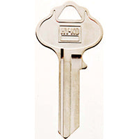 Hy-Ko 11010WR2 Key Blank, 2.2 in L x 1.06 in W, Brass, Nickel Plated