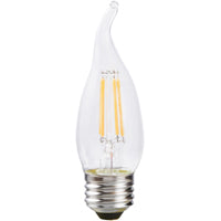 Sylvania 40760 Natural LED Bulb, Decorative, B10 Bent Tip Lamp, 60 W Equivalent, E26 Lamp Base, Dimmable, Clear