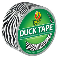 Duck 1398132 Duct Tape, 10 yd L, 1.88 in W, Vinyl Backing, Zebra Print