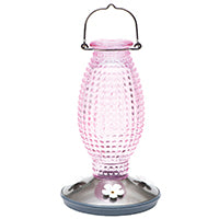 Perky Pet 8131-2 Cranberry Hobnail Vintage Glass Hummingbird Feeder
