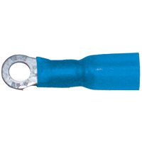 Calterm 65711 Waterproof Electrical Ring Terminal, 16-14 AWG, Heat-Shrink Insulated, Crimp Wire Connection, 10 Pk, Blue