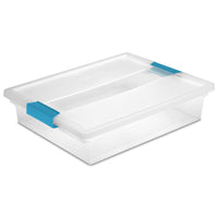 Sterilite 19638606 Clip Box, Plastic, Blue Aquarium/Clear, 14 in L, 11 in W, 3-1/4 in H