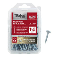 Teks 21512 Lath Screw, #8 Thread, Truss Head, Phillips Drive, Sharp Point, Steel, Zinc