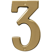 Hy-Ko Products BR-51PB/3 Prestige House Number 3 (THREE) 5" High, Polished Brass Finish, 1 Piece