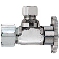 Plumb Pak PP123PCLF 1/4 Turn Angle Shut-Off Valve, 1/2 X 1/4 In, Compression X Od, Body, Chrome Plated, 0.5"