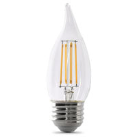 Feit Electric BPEFC60/927CA/FIL LED Bulb, Decorative, Flame Tip Lamp, 60 W Equivalent, E26 Lamp Base, Dimmable, Clear