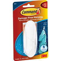 Command Designer Bath Hook, Large, White, 1-Hook with Water-Resistant Strips (17083B-ES), Organize Damage-Free