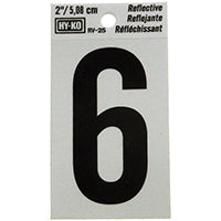 Hy-Ko 2" Self Stick Reflective Letter Number [Set of 10] Number: 6