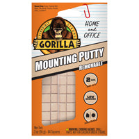 Gorilla Mounting Putty, Natural Tan Color, 84 Pre-Cut Squares (Pack of 1) - Non-Toxic Removable & Repositionable Wall Putty 102745