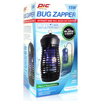 Pic 15WZAPPER Bug Zapper, Plastic, Black