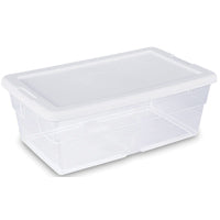 Sterilite 16428012 Storage Box, Plastic, Clear/White, 13-5/8 in L, 8-1/4 in W, 4-7/8 in H