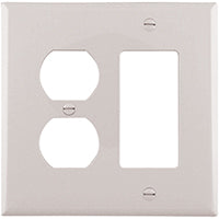 Eaton Wiring Devices PJ826W Combination Wallplate, 4-7/8 in L, 4-15/16 in W, 2 -Gang, Polycarbonate, White