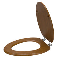 ProSource T-19WO-3L-C Toilet Seat, Elongated, MDF with Plastic Wood Veneer, Wood Color, Bar Hinge