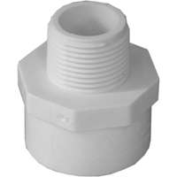 LASCO 436102BC Reducing Pipe Adapter, 3/4 x 1 in, MPT x Slip, PVC, White, SCH 40 Schedule, 270 psi Pressure