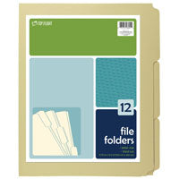 Top Flight 1269/3W "Letter Size" Third Cut File Folders 12''x9-1/2'' (Pack of 12)