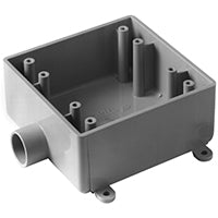 Carlon E9802E-CTN Switch Box, 2 -Gang, 1 -Outlet, PVC, Gray