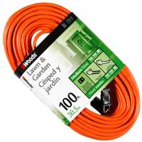 Woods 0724 Extension Cord, 16 AWG Cable, 100 ft L, 10 A, 125 VAC, Orange