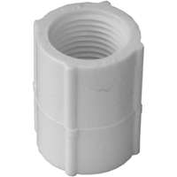 LASCO 430005BC Pipe Coupling, 1/2 in, FPT, PVC, White, SCH 40 Schedule