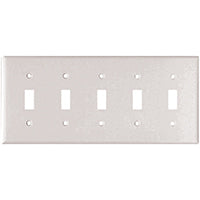 Eaton Wiring Devices 2155W-BOX Wallplate, 4-1/2 in L, 10 in W, 5 -Gang, Thermoset, White