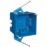 Carlon B432A-UPC Outlet Box, 4 -Gang, Thermoplastic, Blue, Captive Nail Mounting