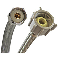 Fluidmaster B4T16U Toilet Connector With Size Adaptors, Braided Stainless Steel - 3/8 Compression, 7/16 Compression, 1/2 Compression, or 1/2 F.I.P. Thread x 7/8 Ballcock Thread, 16-Inch Length