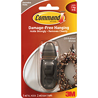 Command Forever Classic Series FC12-ORB Decorative Hook, 11/16 in Opening, 3 lb, 1-Hook, Metal, Oil-Rubbed Bronze