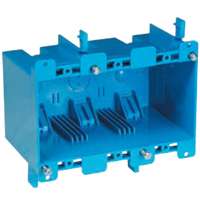 Carlon B355R Outlet Box, 3 -Gang, PVC, Blue, Clamp Mounting