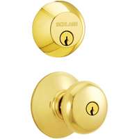 Schlage FB50NPLY605 Bright Brass Plymouth Keyed Knob Front Entry Set