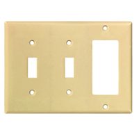 Eaton Wiring Devices 2173V-BOX Combination Wallplate, 4-1/2 in L, 6-3/8 in W, 3 -Gang, Thermoset, Ivory