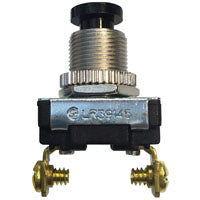 SWITCH PSHBTN SLVR/BLK 6A 120V