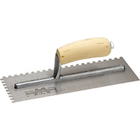 Marshalltown 703S Trowel, 11 in L, 4-1/2 in W, Square Notch, Curved Handle