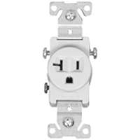 Eaton Wiring Devices 1877W-BOX Single Receptacle, 2 -Pole, 125 V, 20 A, Side Wiring, NEMA: NEMA 5-20R, White
