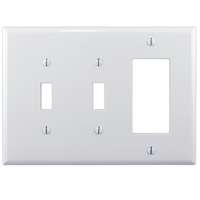 Eaton Wiring Devices PJ226W Combination Wallplate, 4-7/8 in L, 6-3/4 in W, 3 -Gang, Polycarbonate, White