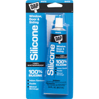 DAP 100% Silicone Rubber Window, Door, and Siding Sealant, White 2.8 Oz (7079800752)