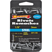 Arrow RLS1/8IP Long Steel 1/8-Inch Pop Rivets for Metal, Fabric, Leather, and Auto Repair, 100-Pack