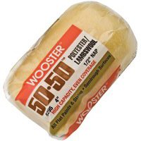 WOOSTER R295-4 Paint Roller Cover, 1/2 in Thick Nap, 4 in L, Knit Fabric/Lambs Wool/Polyester Cover, Creamy