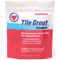 Savogran Tile Grout - 1lb Bag of Bright White Grout Powder Mix for Tile Installation & Repair - Durable Waterproof Grout for Pools, Tubs, Showers, Sinks - Ceramic & Mosaic Unsanded Powdered Grout 12841