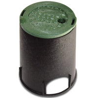 NDS 107BC 6 in. Valve Box and Cover, 9 in. Height, ICV Lettering, Black Box, Green Overlapping Cover, Black/Green