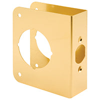 Prime-Line U 9555 Lock and Door Reinforcer, 2-3/8 in Backset, 1-3/8 in Thick Door, Brass, Brass, 4-1/2 in H, 3-7/8 in W