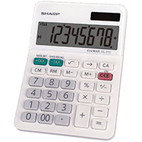 Sharp EL310WB Mini Desktop Calculator, Battery, 8 Display, LCD Display, White