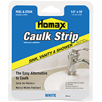 Homax Sink, Vanity and Shower Caulk Strip, White, 1/2" x 10' - 41072390385 34038
