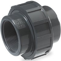 NDS U-1250-T PVC Pipe Fitting, 1-1/4-Inch Threaded Union, Schedule 80, EPDM O-ring, Gray
