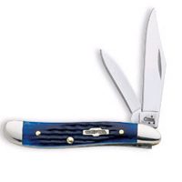 CASE 02802 Folding Pocket Knife, 2.1 in Clip, 1.53 in Pen L Blade, Stainless Steel Blade, 2-Blade, Blue Handle
