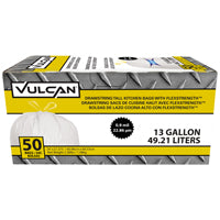 VULCAN FG-O3812-04 Kitchen Trash Bag, 13 gal Capacity, White